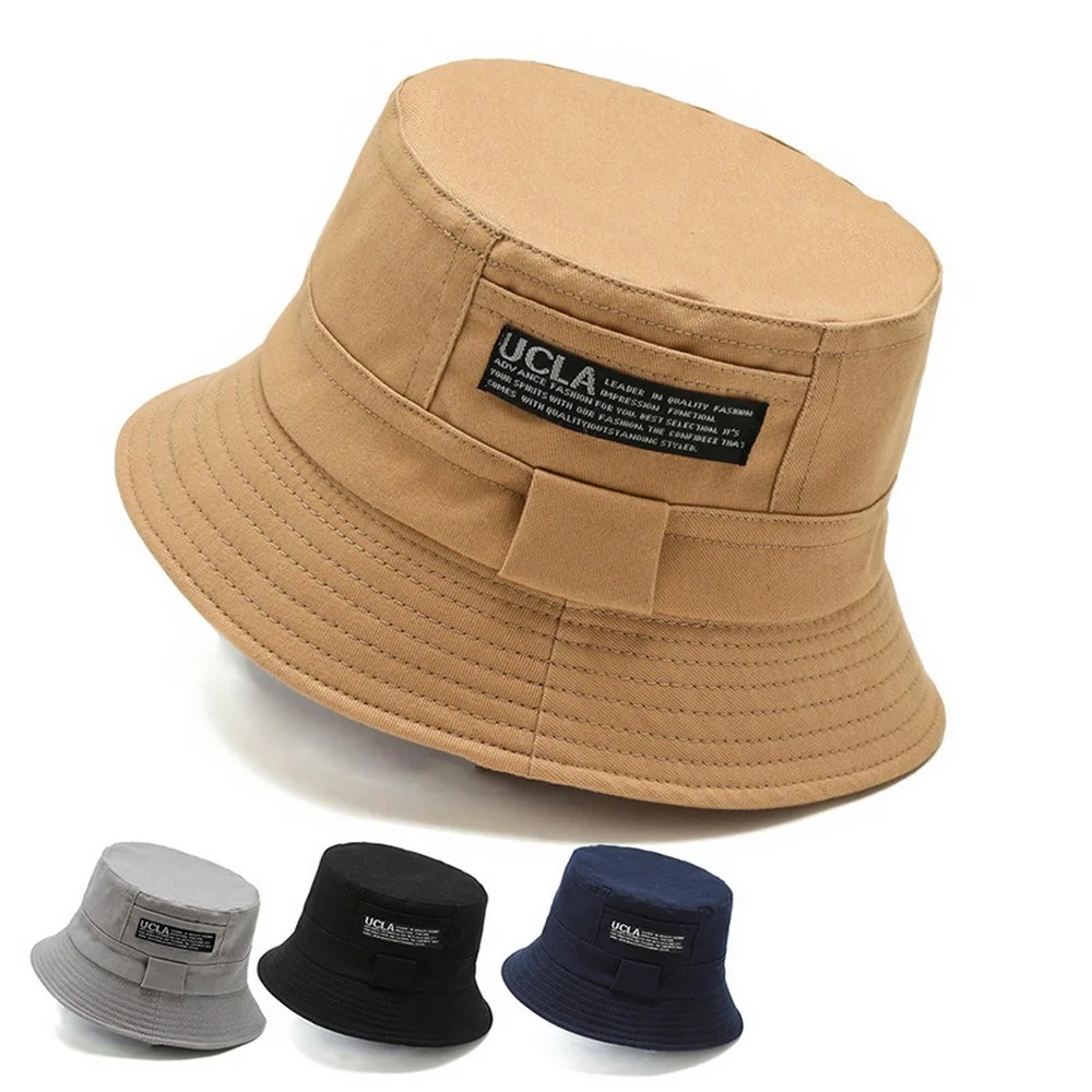 

Four Seasons Man Bucket Hats Japanese Style Cotton Label Decoration Small Brim Shading Outdoor Play Travel High Quality Caps