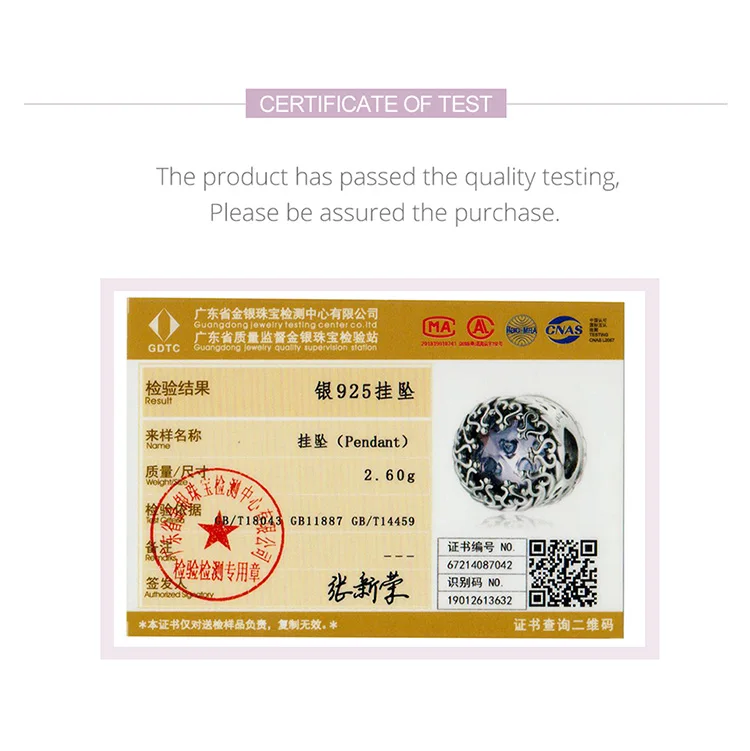 

BISAER Purple Candle Lasts Forever Pendant Charms 925 Sterling Silver Fit Original Silver Bracelets Fine Jewelry Making HSC1791