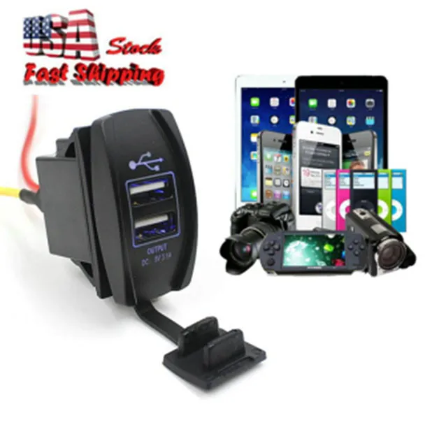 Универсальное водонепроницаемое автомобильное зарядное устройство с двумя