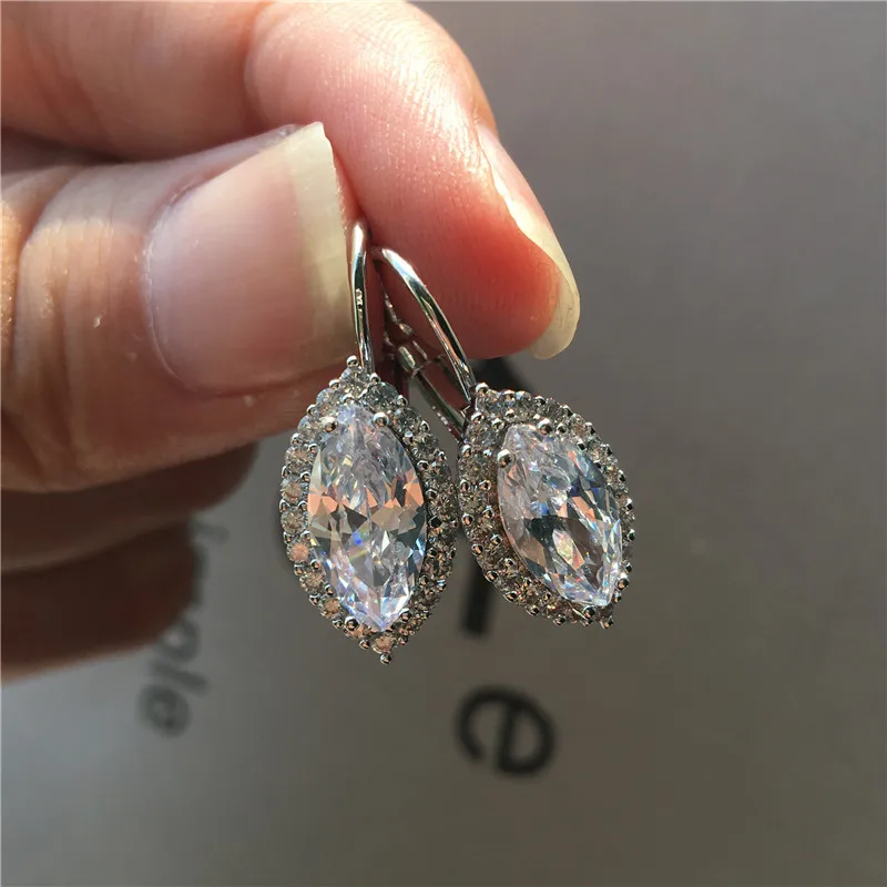 Женские серьги конский глаз с кристаллом роскошные Серебристые клипсы для