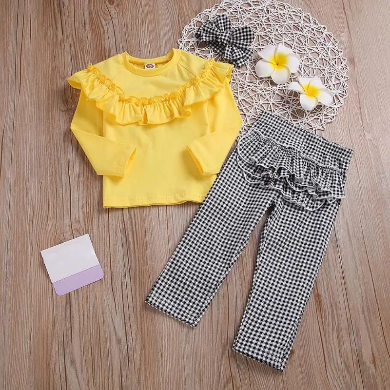 Комплект детской одежды из 3 предметов для девочек топы с длинными рукавами