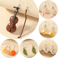 simple and interesting earrings creative trendy acrylic earrings personalized minority leaf fruit pendant ear hook ear jewelry