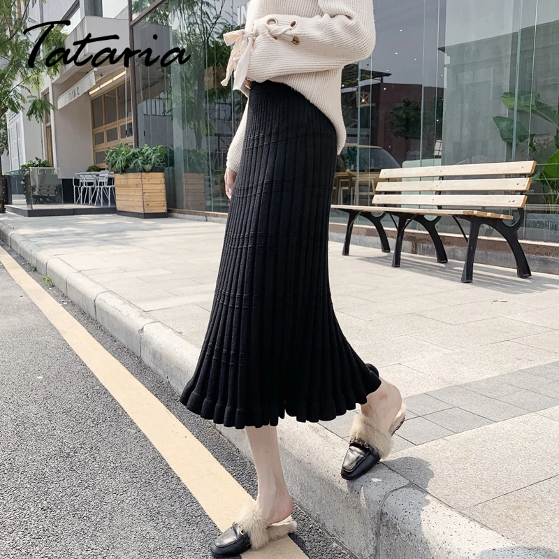 Юбка Tataria Женская трикотажная элегантная теплая длинная юбка с завышенной талией