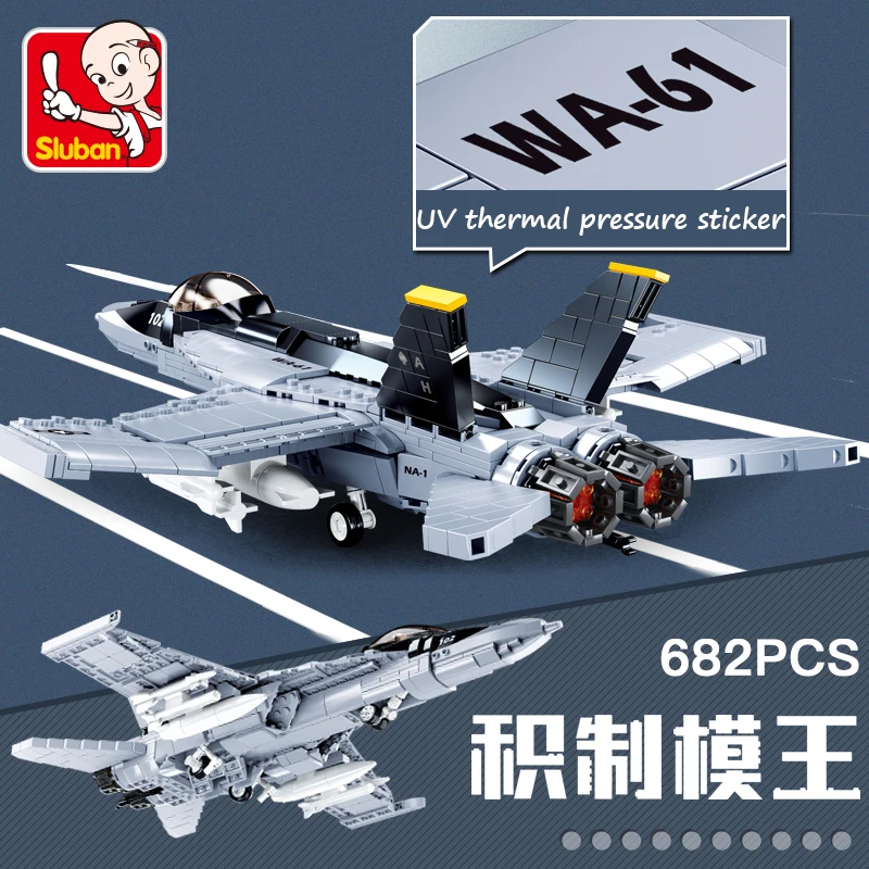 SLUBAN F/A-18E Super BumbleBee Strike Hornet Fighter AH-1Z Viper самолёт MOC конструктор войны наборы
