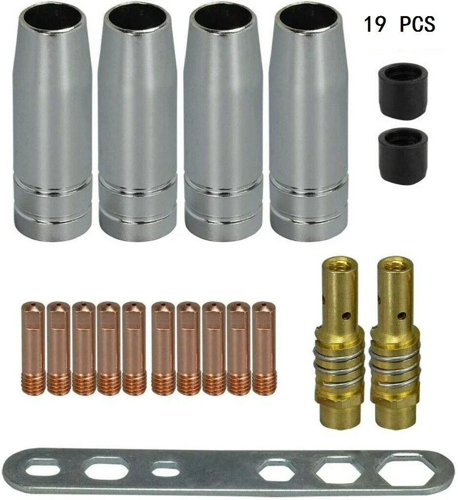 

19pcs Nozzles Contact Tips Holders MIG Welder Consumable Welding Tool Accessory Fit For MB15/150 M6 Welding Torch