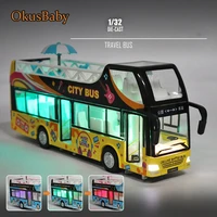 large size alloy sound and lights children travel bus model toys open car double decker bus children metal toy vehicle pull back