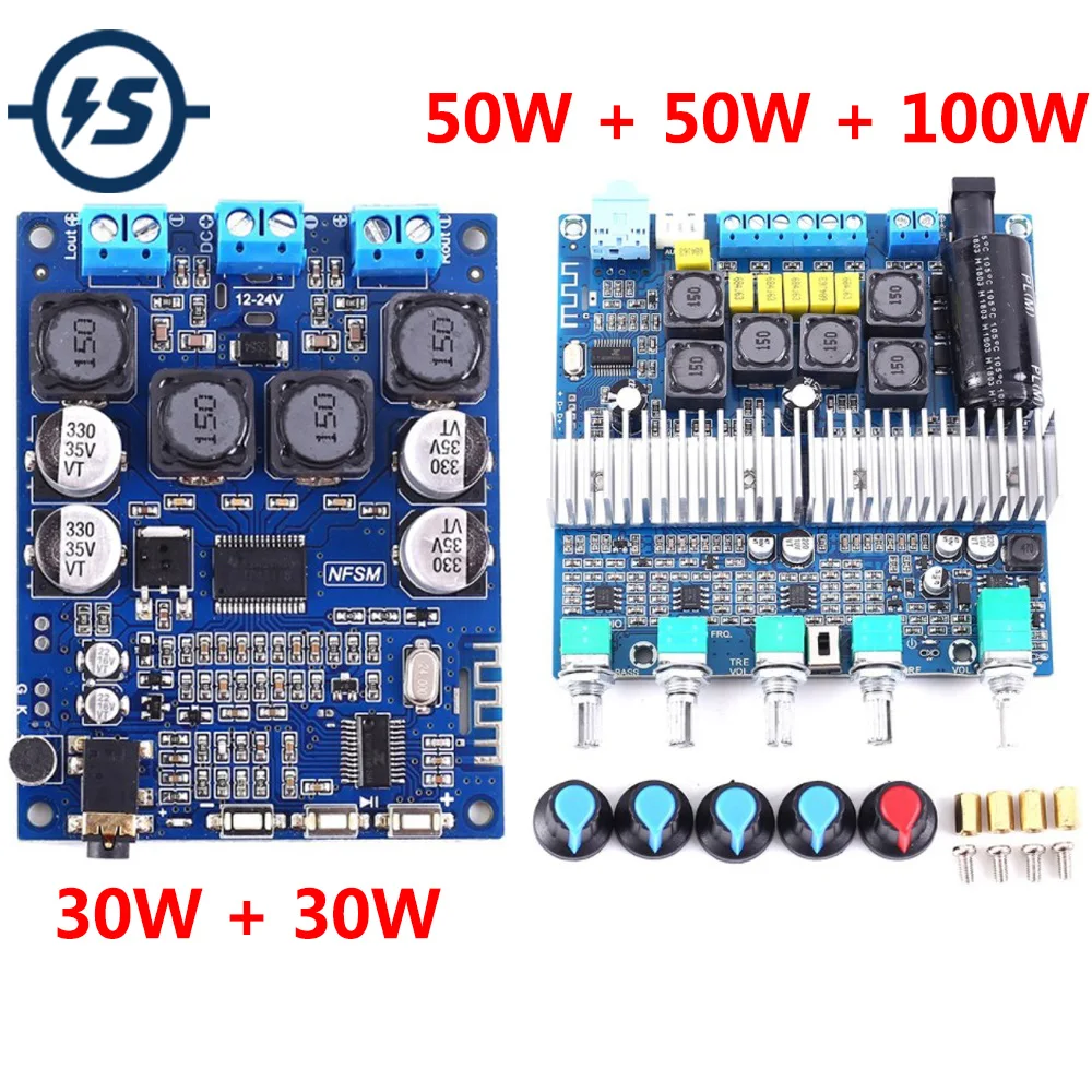 AUX Bluetooth 5 0 стерео усилитель модуль аудио приемник MP3 декодер DC 12V 24V TPA3118 30W + TPA3116 50W