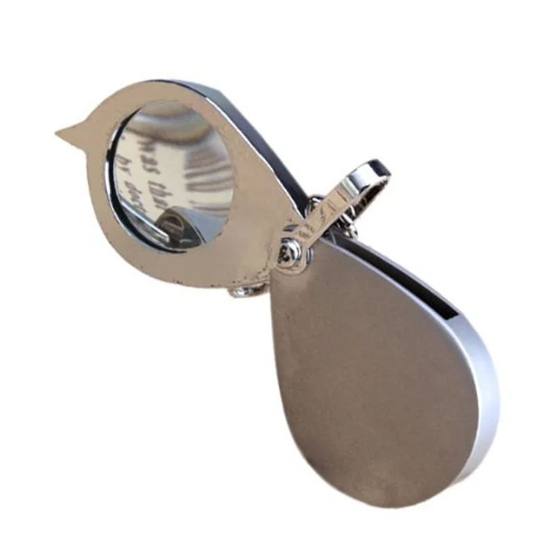 

Карманная Складная лупа 30 мм 3X, увеличительное стекло для чтения, лупа с цепочкой для ключей, серебристая