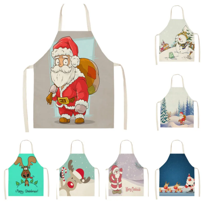 

Christmas Apron Cartoon Santa Claus Print Anti-fouling Apron Christmas Gift Aprons for Women Cooking Accessories Delantal Cocina