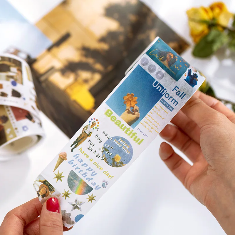 Винтажная цветная креативная иллюстрация серии Washi лента индивидуальный коллаж