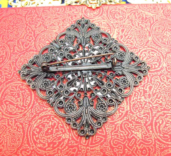 61x61mm винтажный старинный медный филигранная Цветочная рамка лоток шпильки