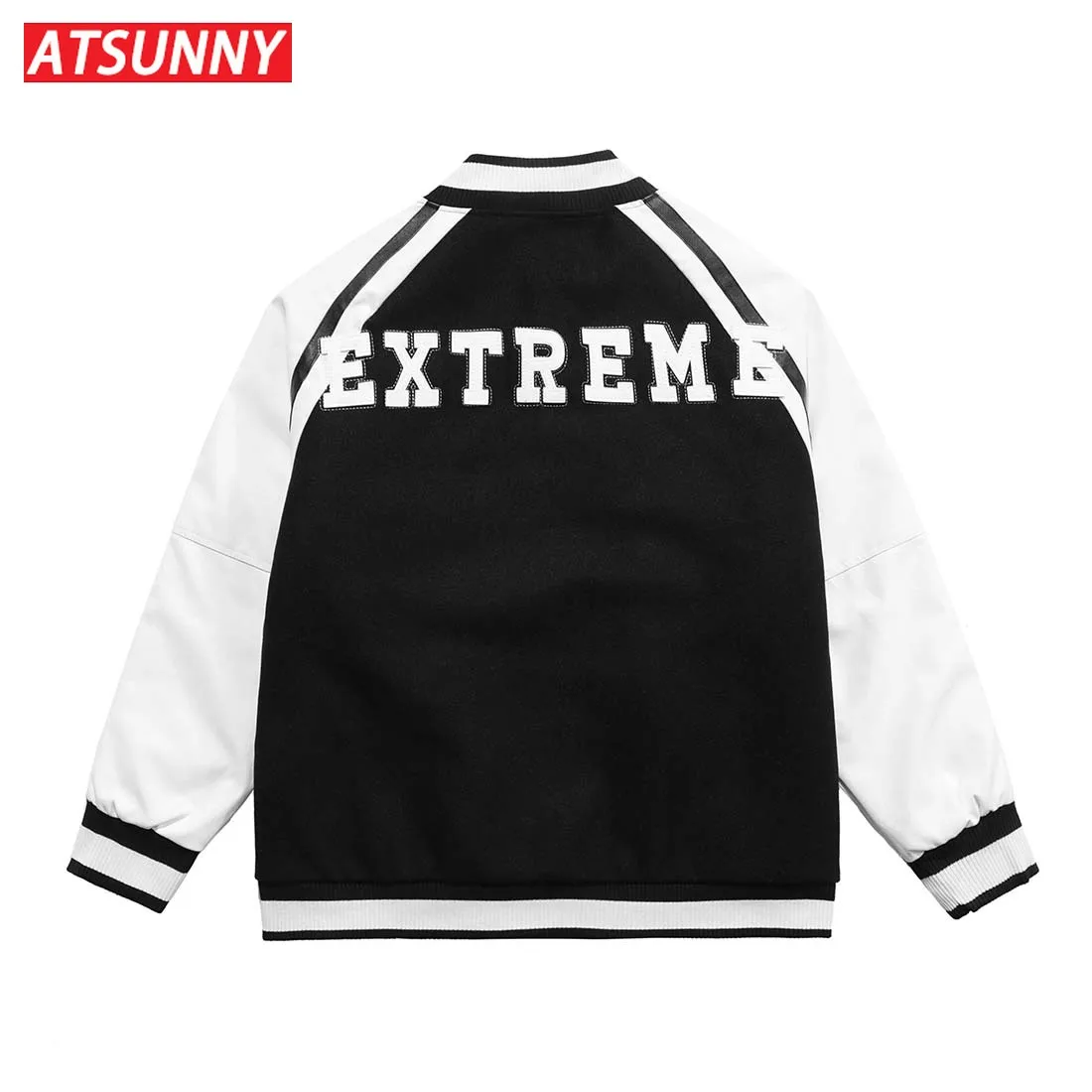 ATSUNNY Retro American Street Parkas Highneck Warm Padded Jacket Color Match Design Padded Coat Autumn and Winter Cotton Clothes