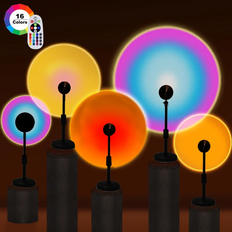 

Rainbow Sunset проекционная лампа Led свет ночной Светильник закат проектор светильник для Спальня фон стены атмосферу USB настольная лампа