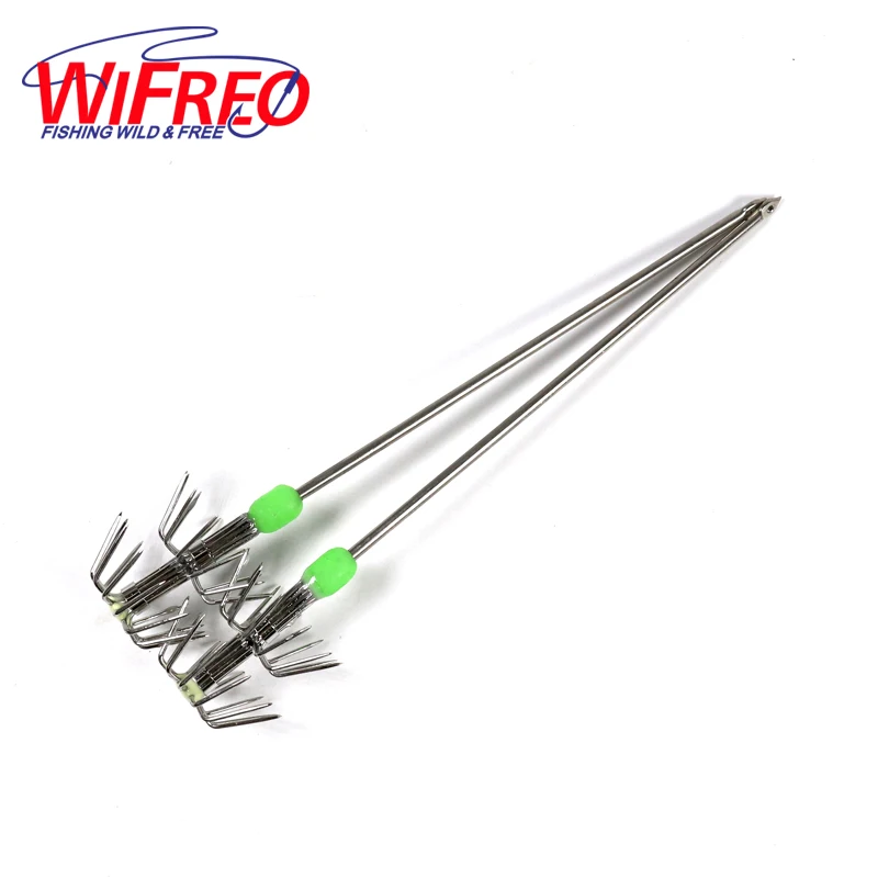 

2 шт./лот 15 см светящийся зеленый 2-этапный Кальмар Осьминог чернильная рыба каймар Рыбалка джиг Крючки из нержавеющей стали приманка