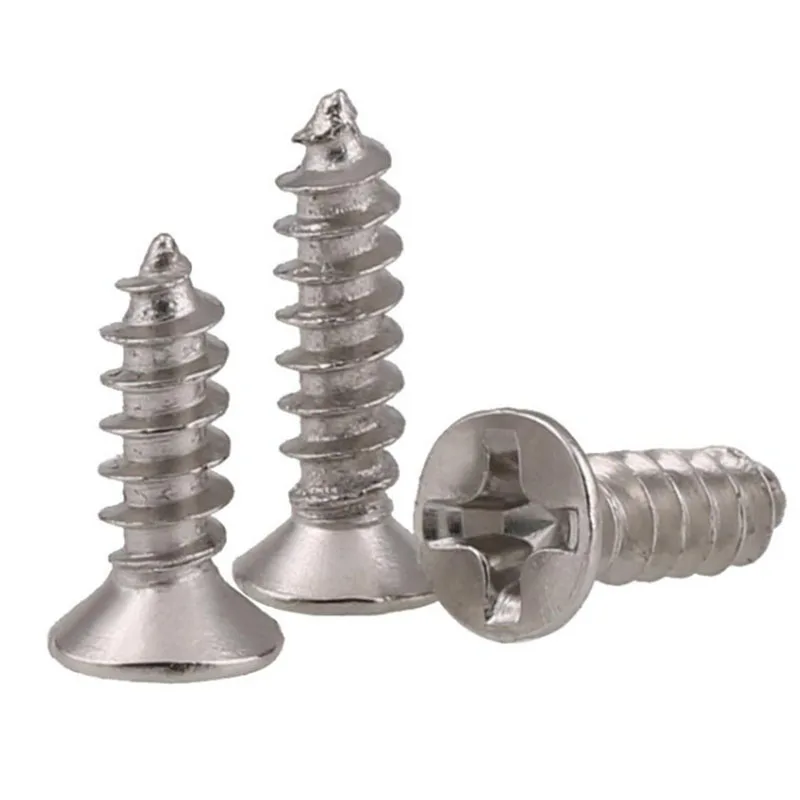 Самонарезающие винты GuHua никелированные с потайной головкой и крестообразным