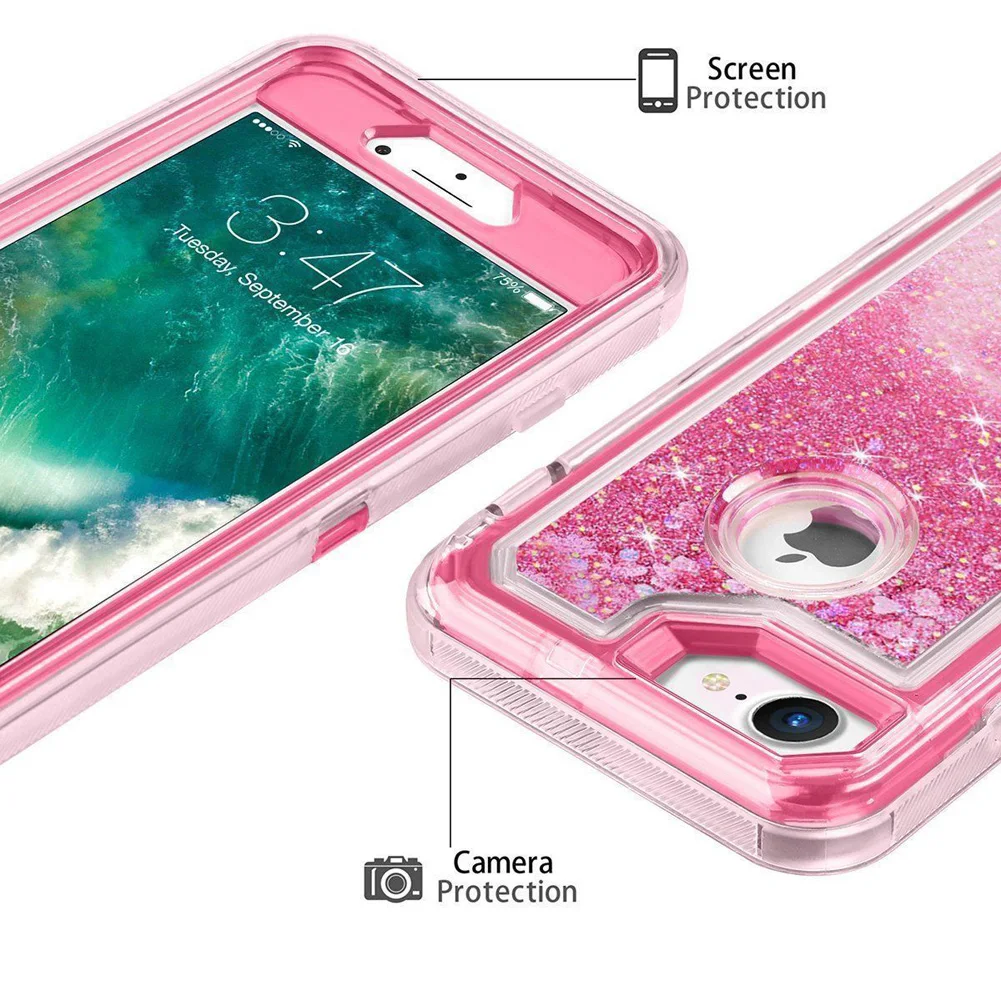 Гибридный 3D блеск Чехол книжка для iPhone 8 Plus 6 6S 7 X XS Max 12 11 Pro XR динамический зыбучие