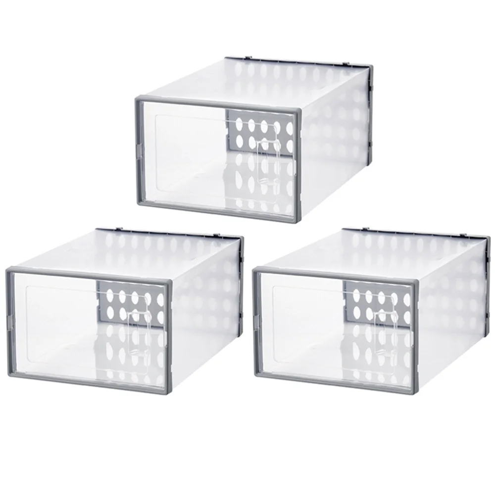 

3Pcs Shoes Cases Creative Shoe Boxes Transparent Shoes Storage Container