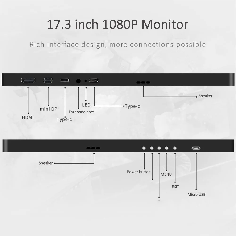 17,3 дюймов 1080P HDR ips игровой портативный монитор для PS4 xbox NS type C экран для mate 10 P20 Note10 S8 S9 Note S8 Macbookpro