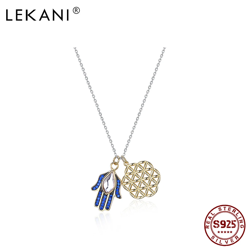 LEKANI классический сглаза Рука Ожерелья Хамса для женщин с Lucky кристаллы в форме