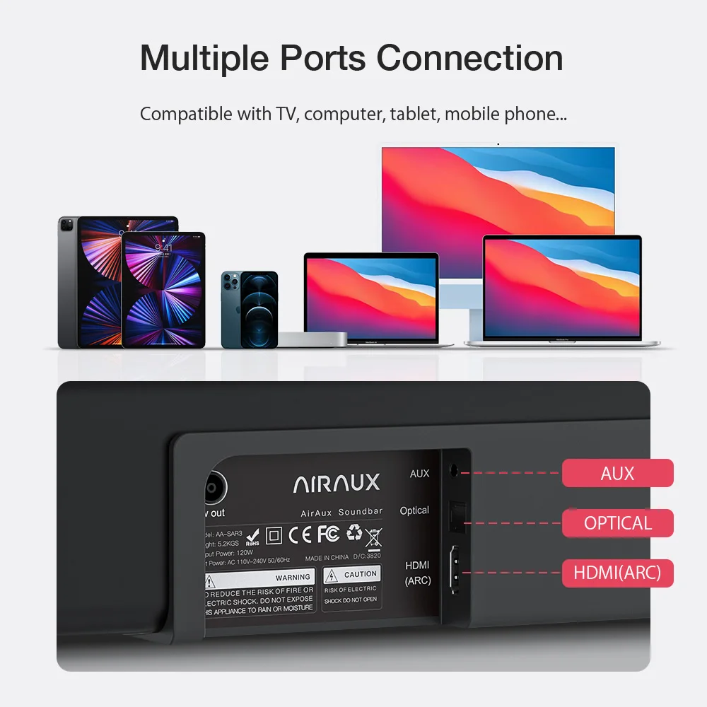 BlitzWolf AIRAUX SAR3 120 Вт SAR2 80 ТВ Саундбар HiFi стерео беспроводной домашний кинотеатр