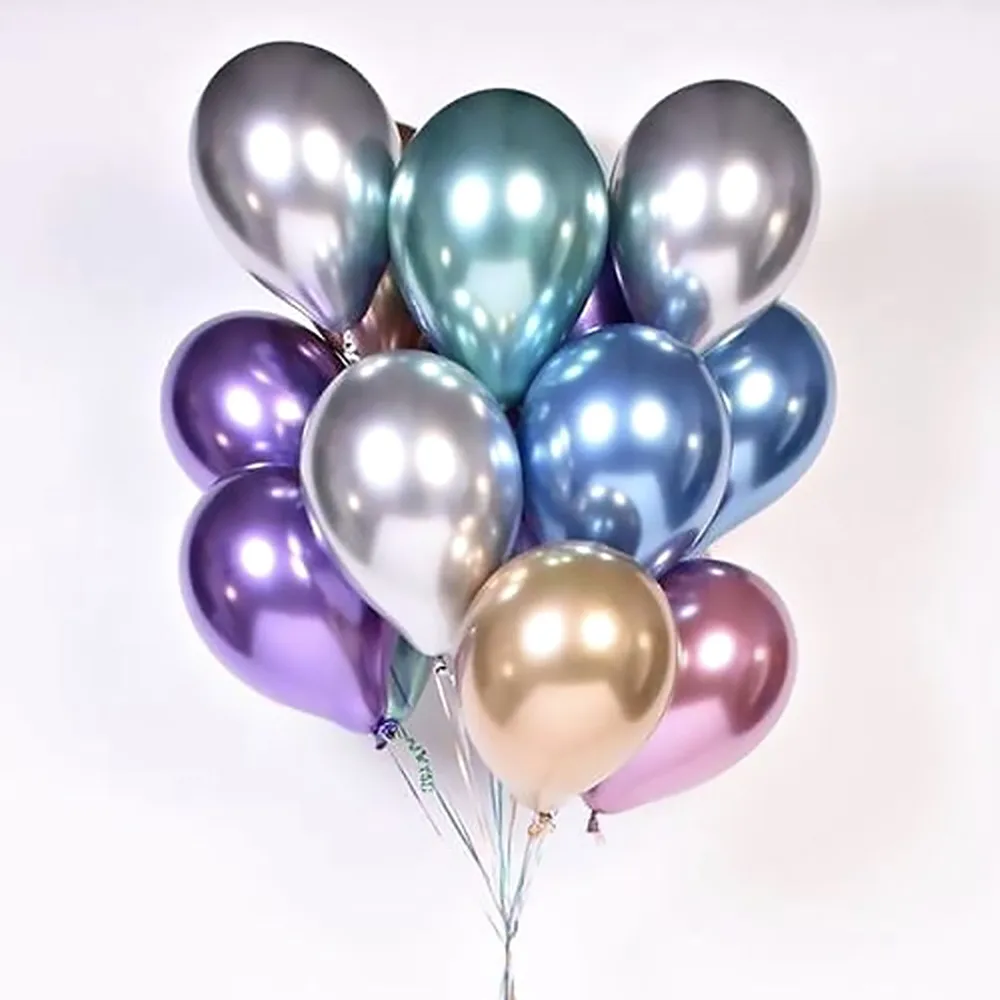 10 шт 12 дюймов блестящий металл жемчужные латексные шары толстые хром