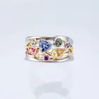 Женское кольцо из серебра 925 пробы, с радужной круглой подвеской