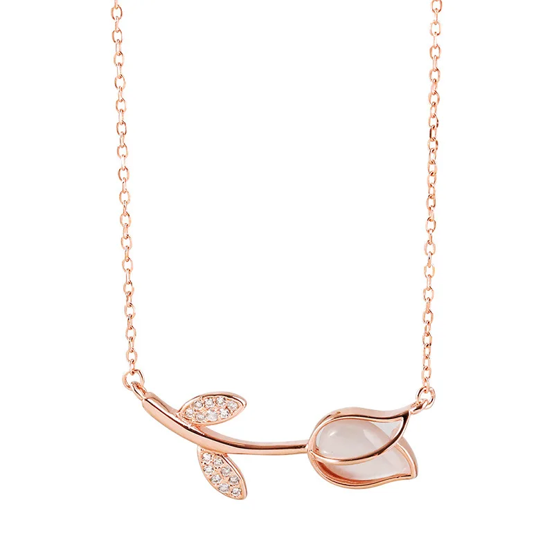 

Women Jewelry Rose Flower Pendant Necklace Pretty Design Hot Selling Ony Layer Chain Necklace For Women Gift Fine Jewelry