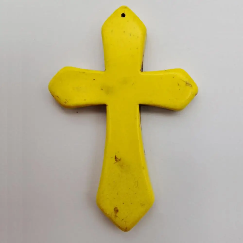 84x55 мм желтый Howlite Крест драгоценный камень Свободная подвеска из бисера