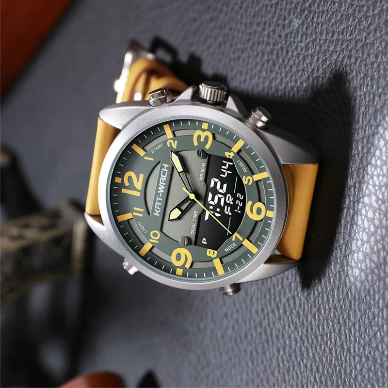 

Fashion MenWatches Smart Outdoor Sport Digital Military Quartz Watch Male Fashion Leather Strap LED Clock Electronic Waterproof