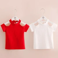 kids tops strapless 2021 summer 2 10 years childrens clothing beach red white o neck cotton short sleeve t shirt for baby girls