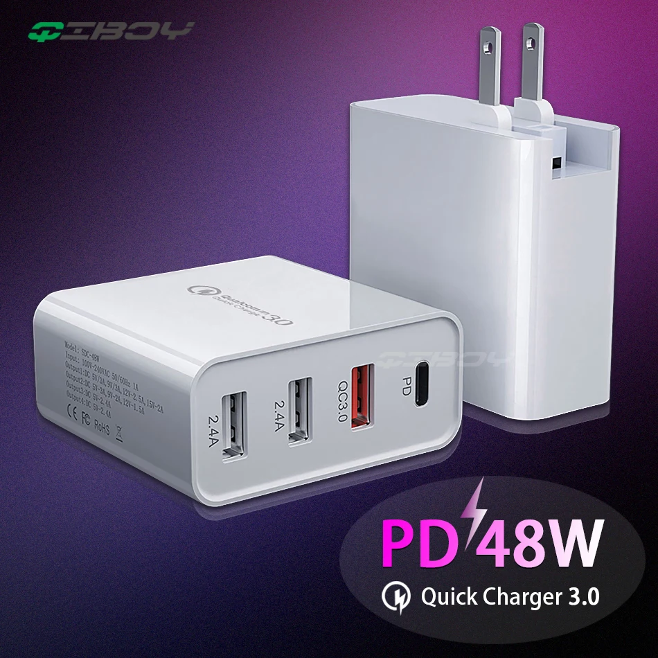 48 Вт Быстрое зарядное устройство USB Type C PD для Samsung iPhone 11 XS XR Huawei Xiaomi QC 3 0 быстрое