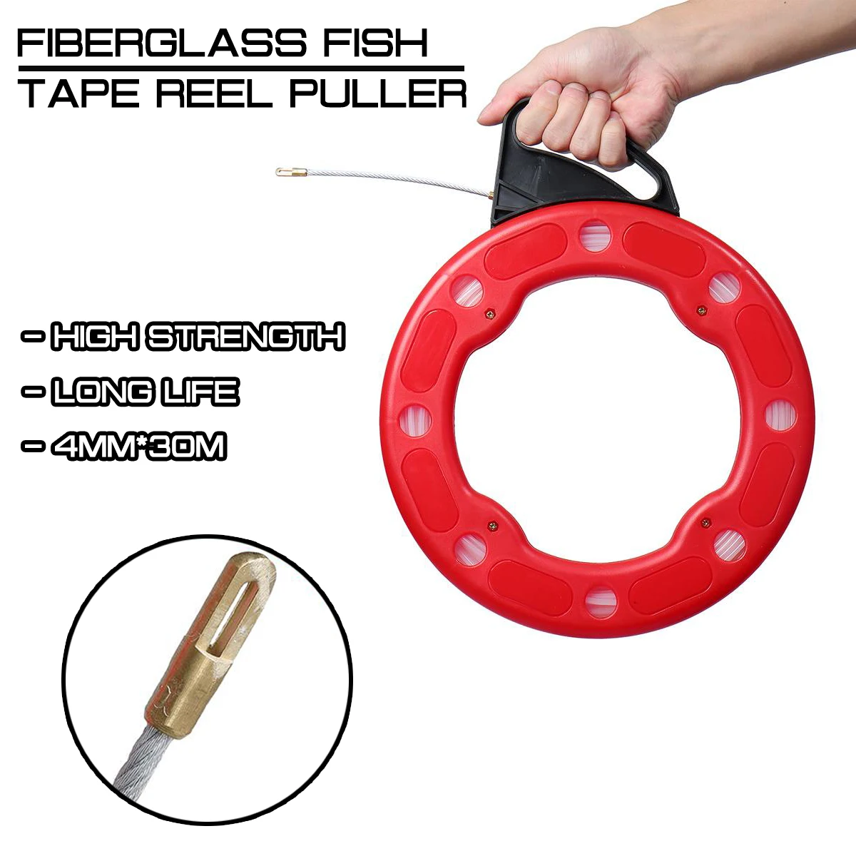 30 м * 4 мм из стекловолокна рыболовная лента катушка Съемник проводник канальная