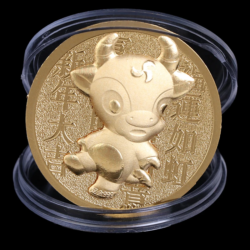 1 шт. 2021 год быка памятная монета китайского зодиака сувенирная для коллекция