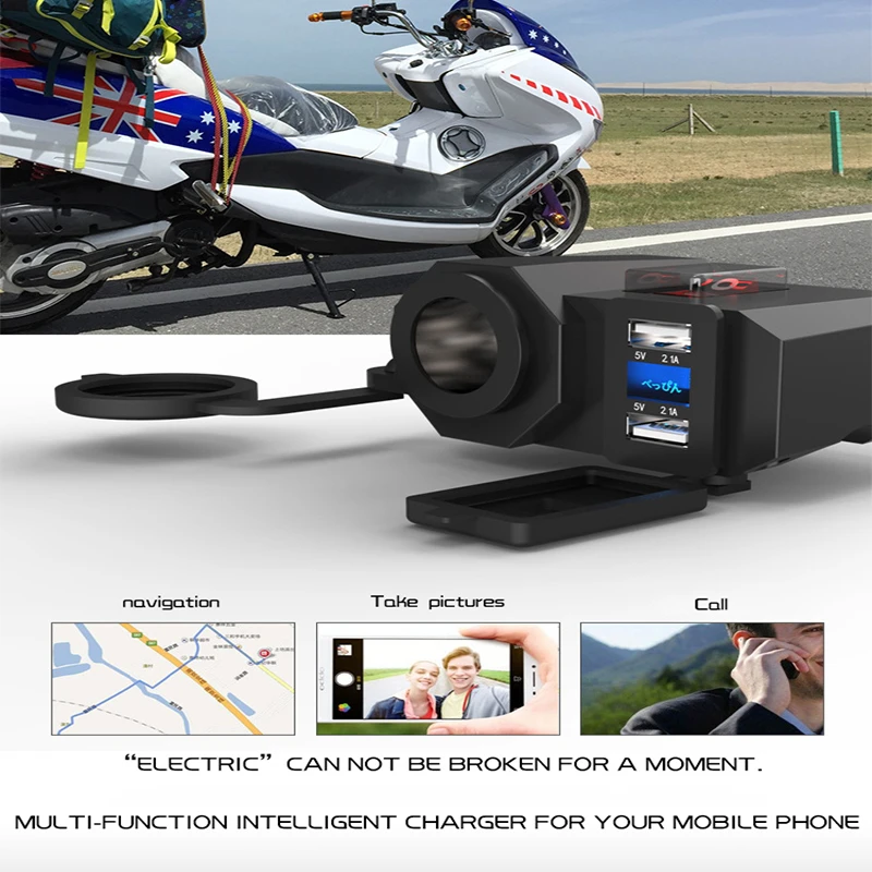 

Universal Car Multi-function USB Charger Motorcycle Cigarette Lighter Waterproof Moto Dual USB Joint Mobile Cell Phone Charger
