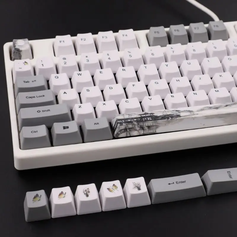 

Ink Landscape Keycap OEM PBT ANIS Layout Full Set Mechanical Keyboard PBT Dye-Sublimation Keycap