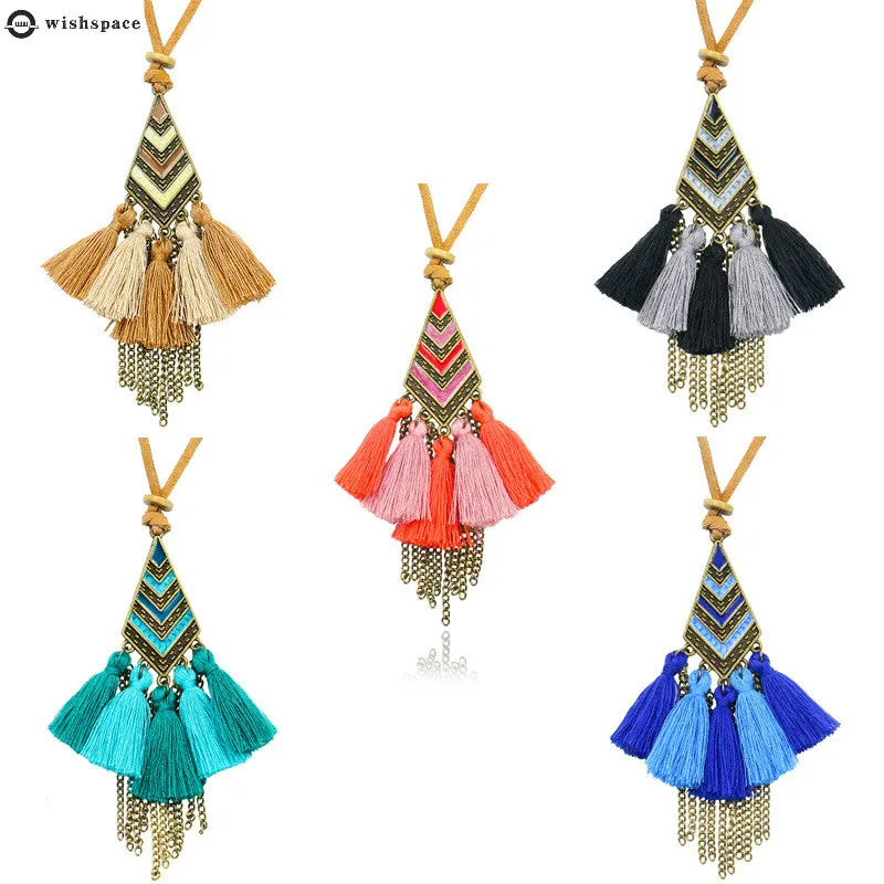 

The new fashion exaggerated long tassel pendant necklace women sweater chain accessories wholesale