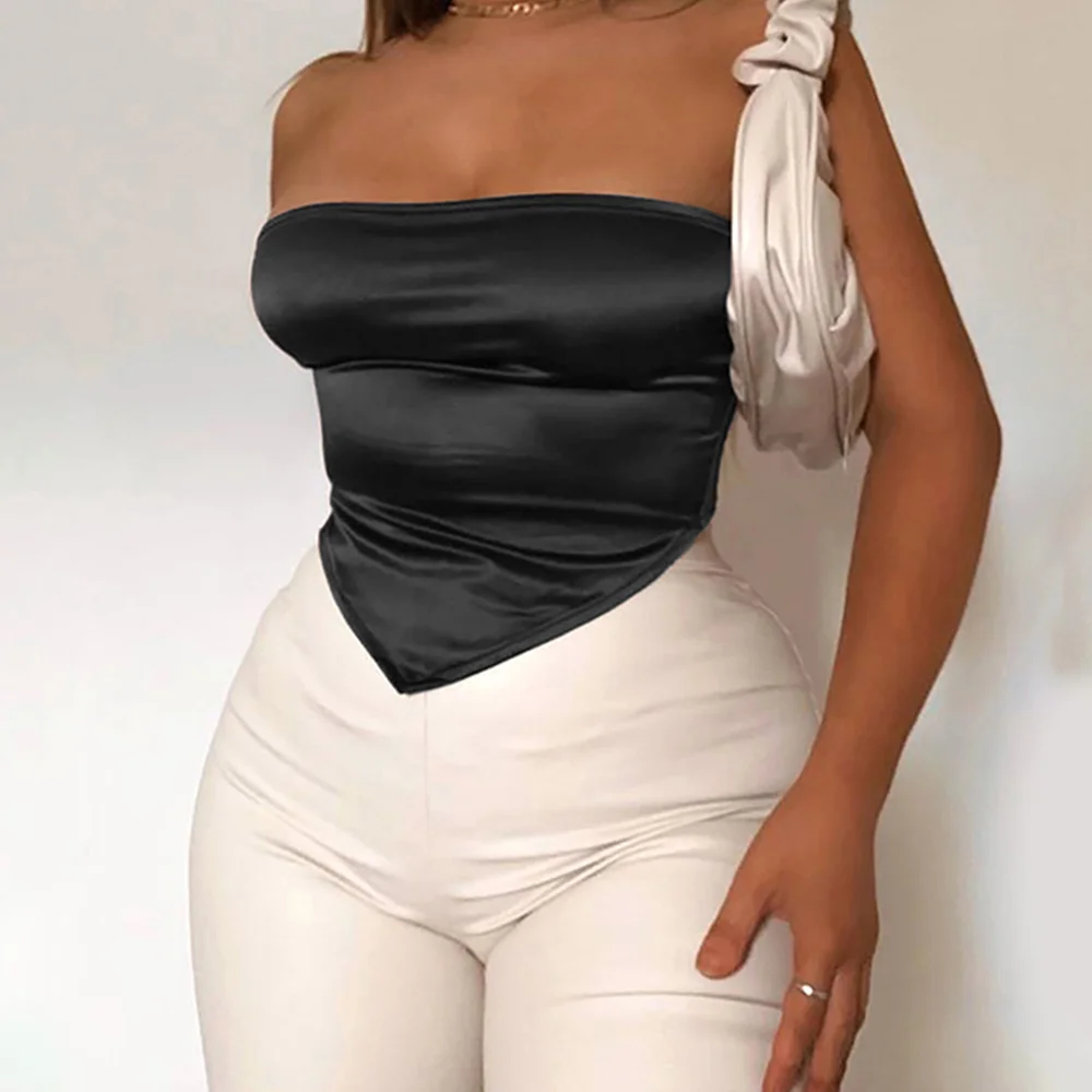 

TIESOME Solid Color Sexy Corset Tops Women Slim Skinny External Wear White Crop Tops Streetwear Backless Sleeveless Camisole