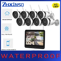 zhxinsd 8ch video surveillance kit 1296p wifi cctv system monitor nvr camera security system waterproof night vision app
