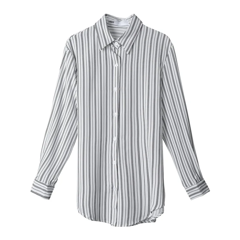 Женская шифоновая блузка свободная летняя большого размера с длинным рукавом