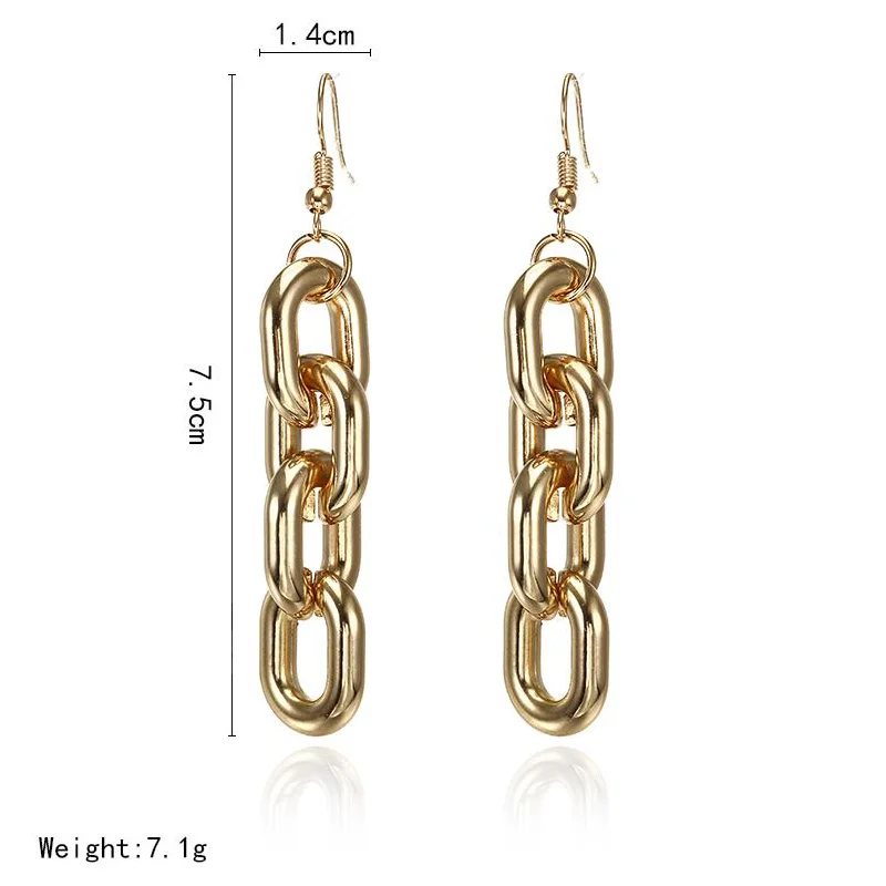 

Fashion Thick Link Chain Dangle Earrings For Women Brincos Zirconia Brinco Punk Style Feminino Wholesale Drop Earring Ladies