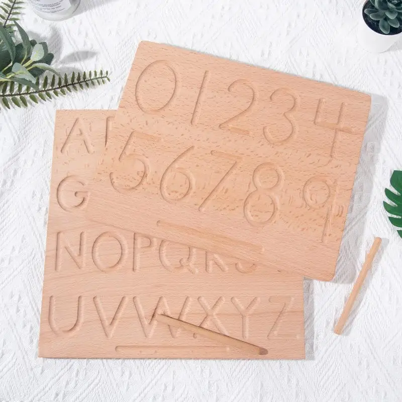 

Kids Montessori Wooden Toys Digital Letter Geometry Cognitive Drawing Board Baby Early Learning Educational Toys For Children