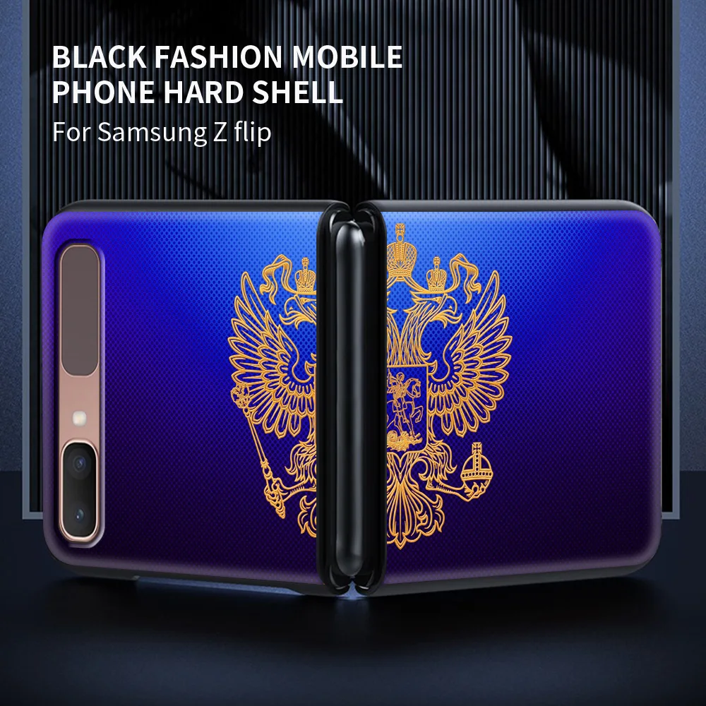 

Phone Cover For Samsung Galaxy Z Flip Case Hard PC Phone Cases For Galaxy Z Flip 5G Luxury Shell Russia Coat Of Arms Eagle Flag