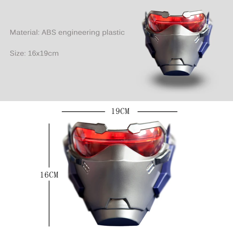 ABS пластик Солдат 76 маски с светодиодный подсветкой для Косплей солдати76 маска