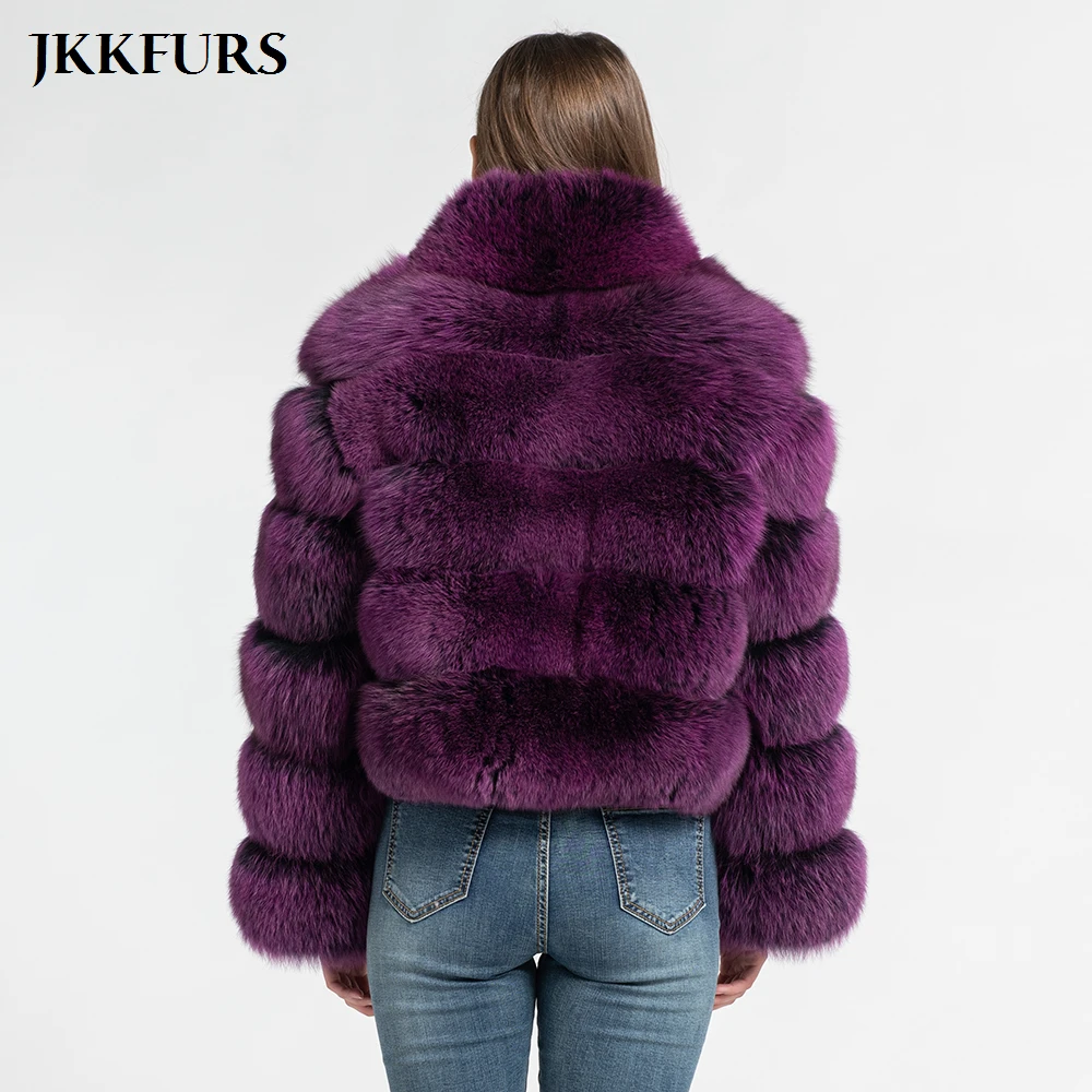 

New Arrivals Women's Natural Fox Fur Coat With Collar Real Fur Jacket Winter Thick Warm Furry Fur Outwear S7585