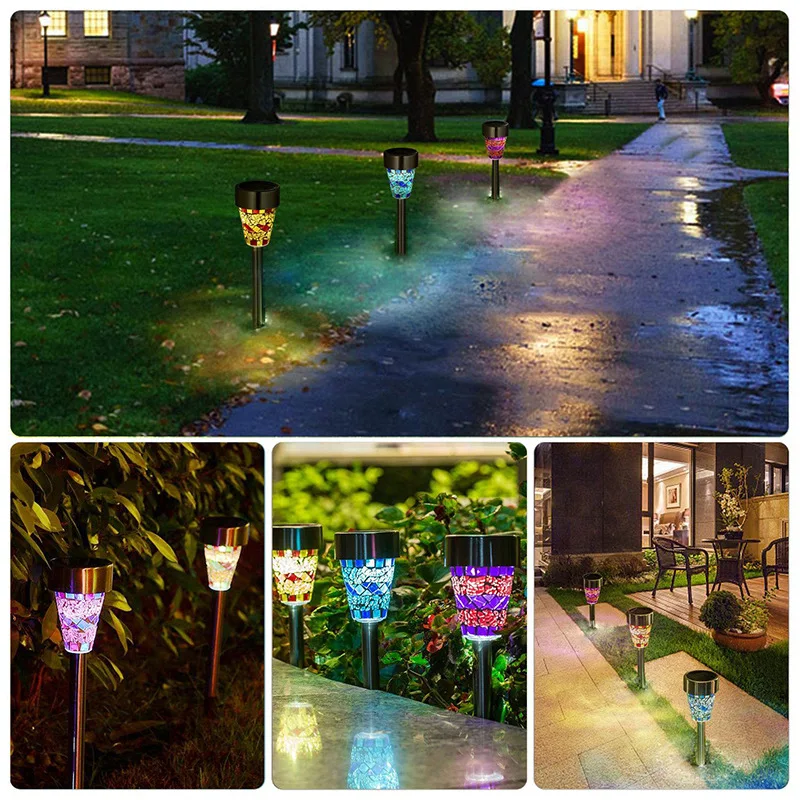 

Solar LED lights Outdoor Mosaic Lawn Lamp Outdoor Waterproof Holiday Solar Lantern For Courtyard Garden Decorative Lighting Lamp