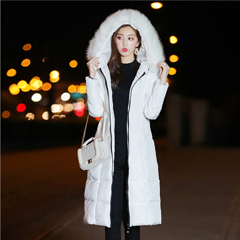

3XL 4XL Plus Size Slim Long Winter Jacket Women Big Fur Collar Winter Coats Thicken Cotton Jacket Female Warm Parka Mujer C6552