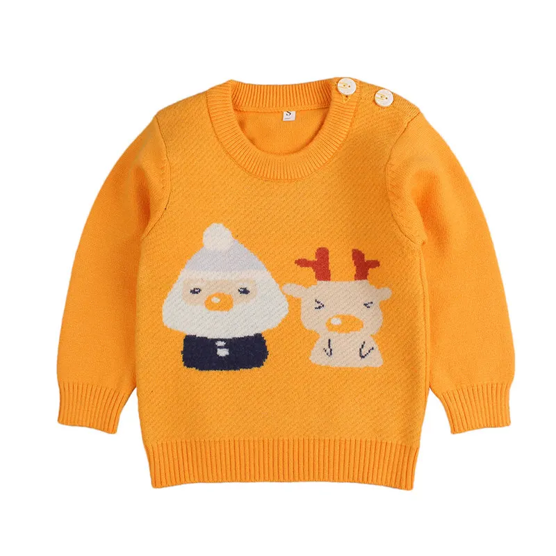 Yellow Santa Хлопковый Детский свитер для мальчиков; мягкий кардиган с длинными рукавами и принтом для маленьких девочек; свитер для маленьких девочек; вязаный осенний кардиган для маленьких мальчиков - Цвет: Yellow Santa