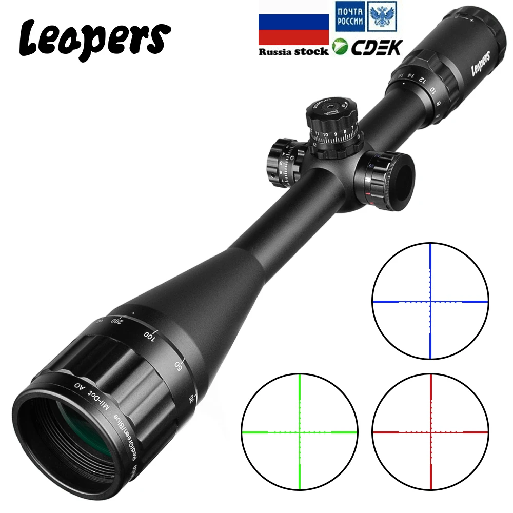 LEAPERS 6-24X50 Riflescope тактический оптический прицел красный зеленый охота точка зрения с подсветкой Retical Sight для охоты Ak 47