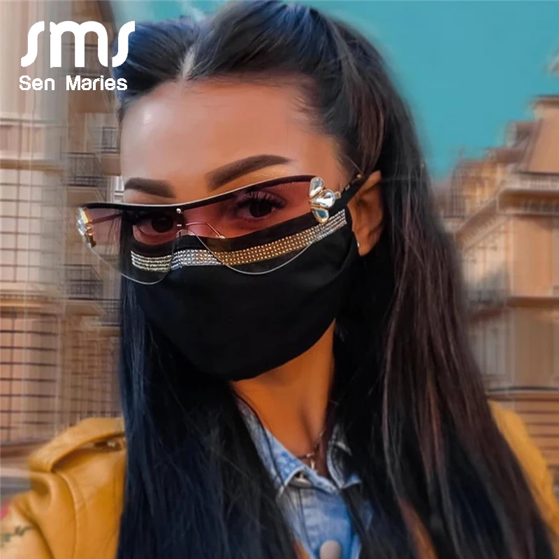 Солнцезащитные очки кошачий глаз женские и мужские без оправы с металлическими