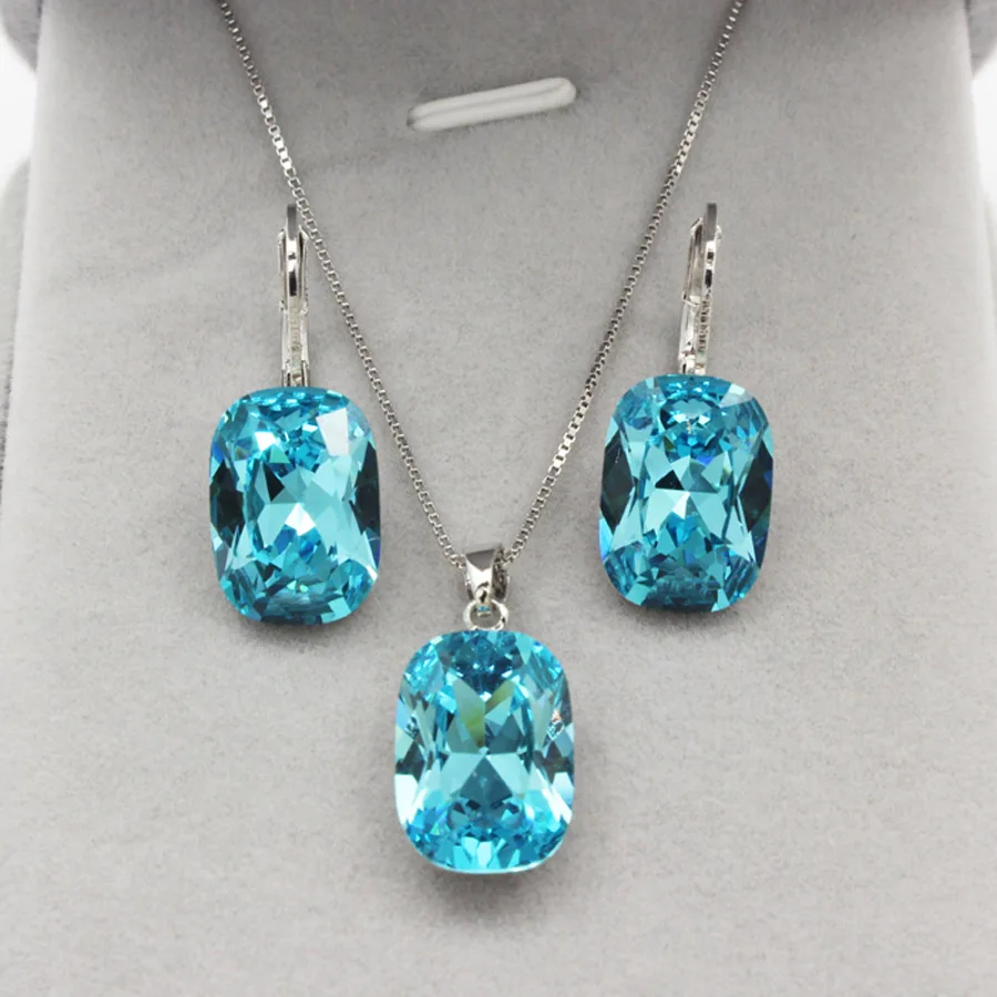 Новый Прямоугольный дизайн кулон и серьги свадебный набор ювелирные изделия из